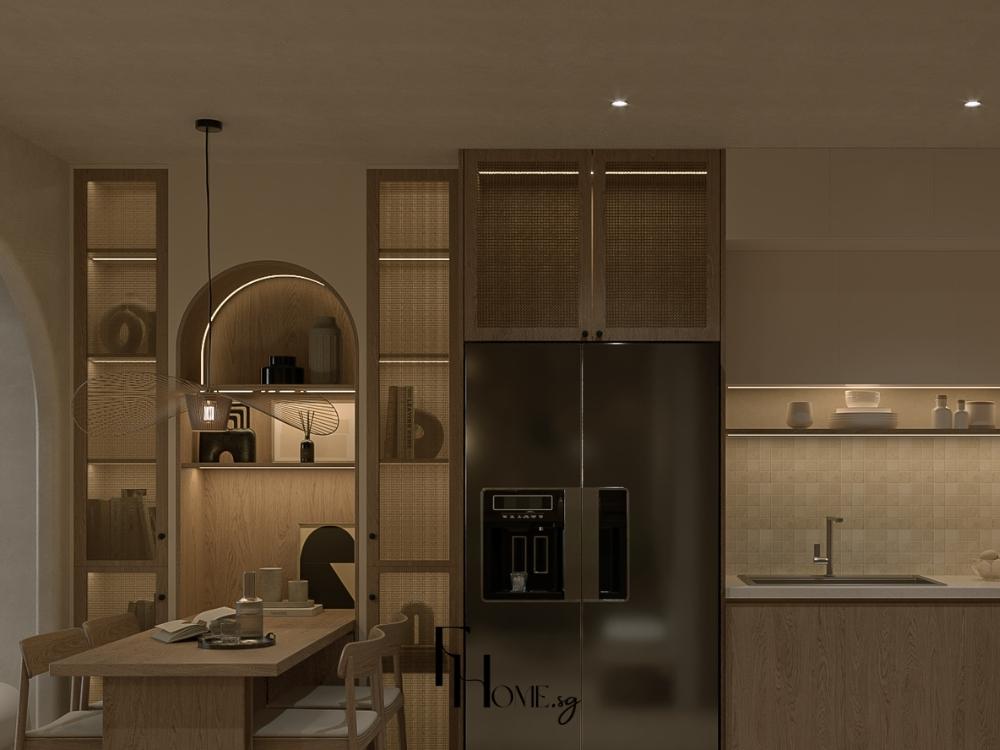 Đèn LED bố trí hợp lý đảm bảo đủ sáng khi chế biến và tăng tính an toàn khi nấu nướng