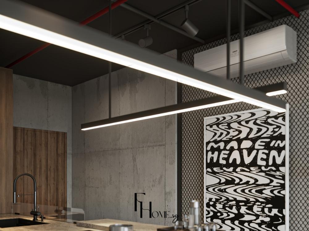 Đèn LED gắn chiếu sáng trực tiếp khu vực nấu, giúp thao tác an toàn và chính xác