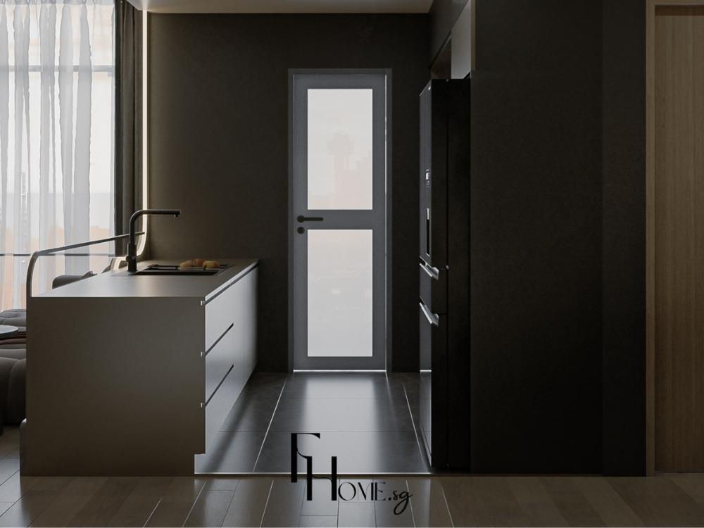 Gam màu tối như đen và nâu đậm mang lại vẻ đẹp sang trọng, hiện đại cho không gian bếp