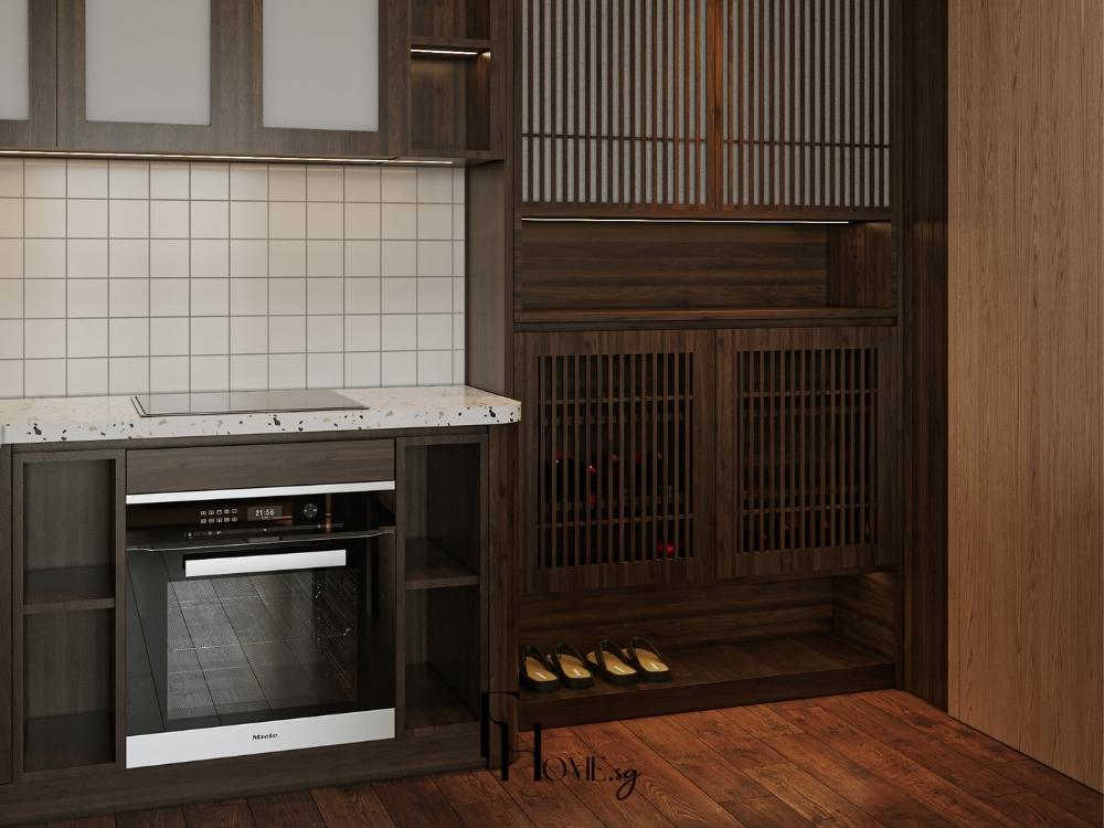 Giải pháp tủ bếp đa tầng và ngăn kéo ẩn tối ưu hóa không gian lưu trữ trong căn bếp nhỏ