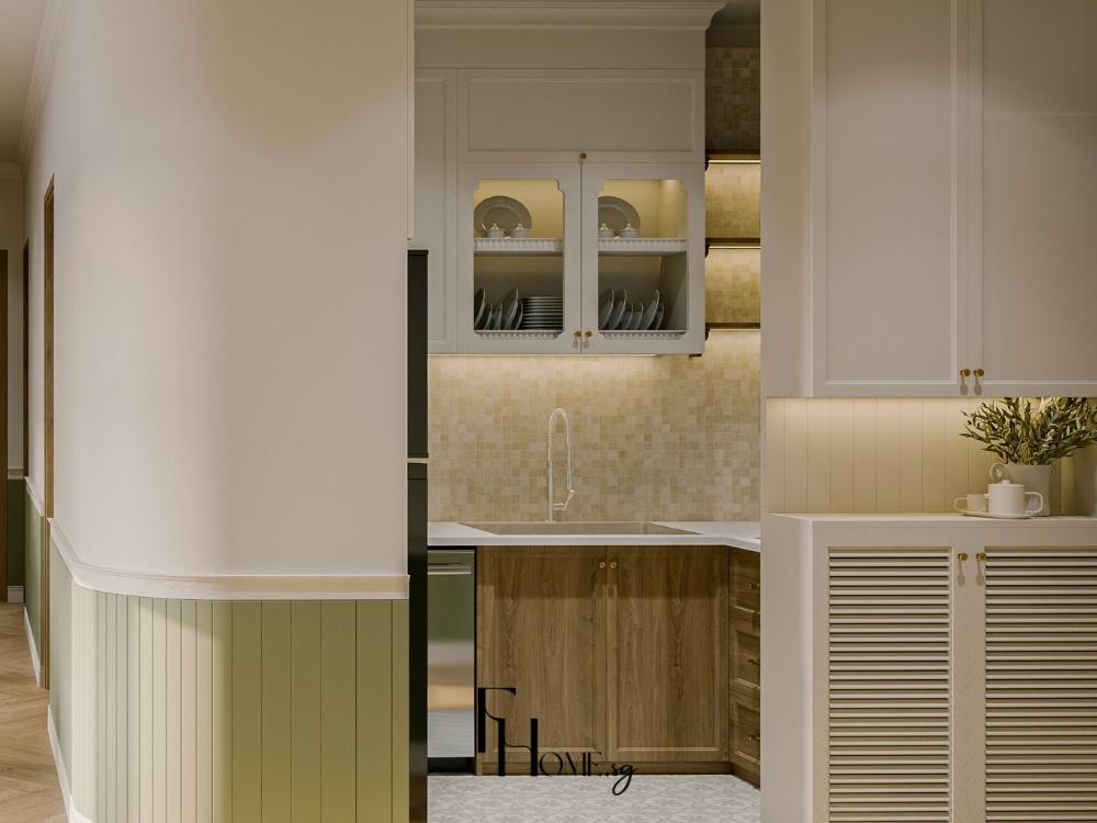 Hệ tủ bếp thông minh giúp tận dụng tối đa diện tích lưu trữ, mang lại sự tiện nghi cho không gian nhỏ