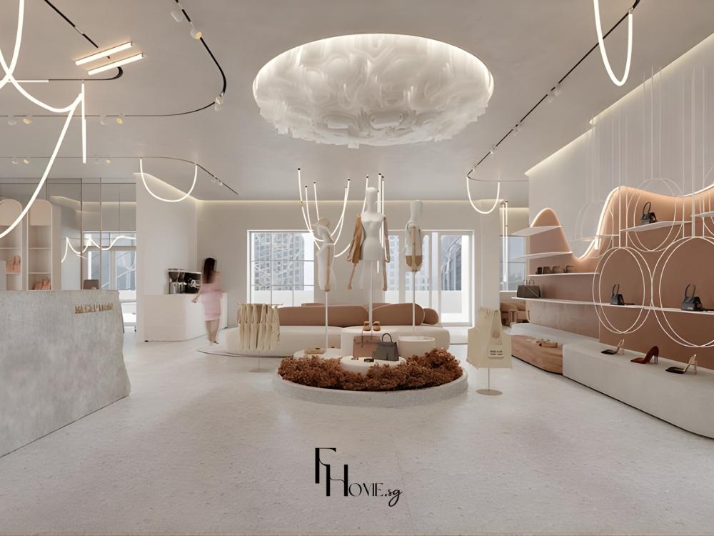 Kệ tủ sắp xếp hợp lý, phù hợp cửa hàng thời trang đa thương hiệu, mỹ phẩm và phụ kiện