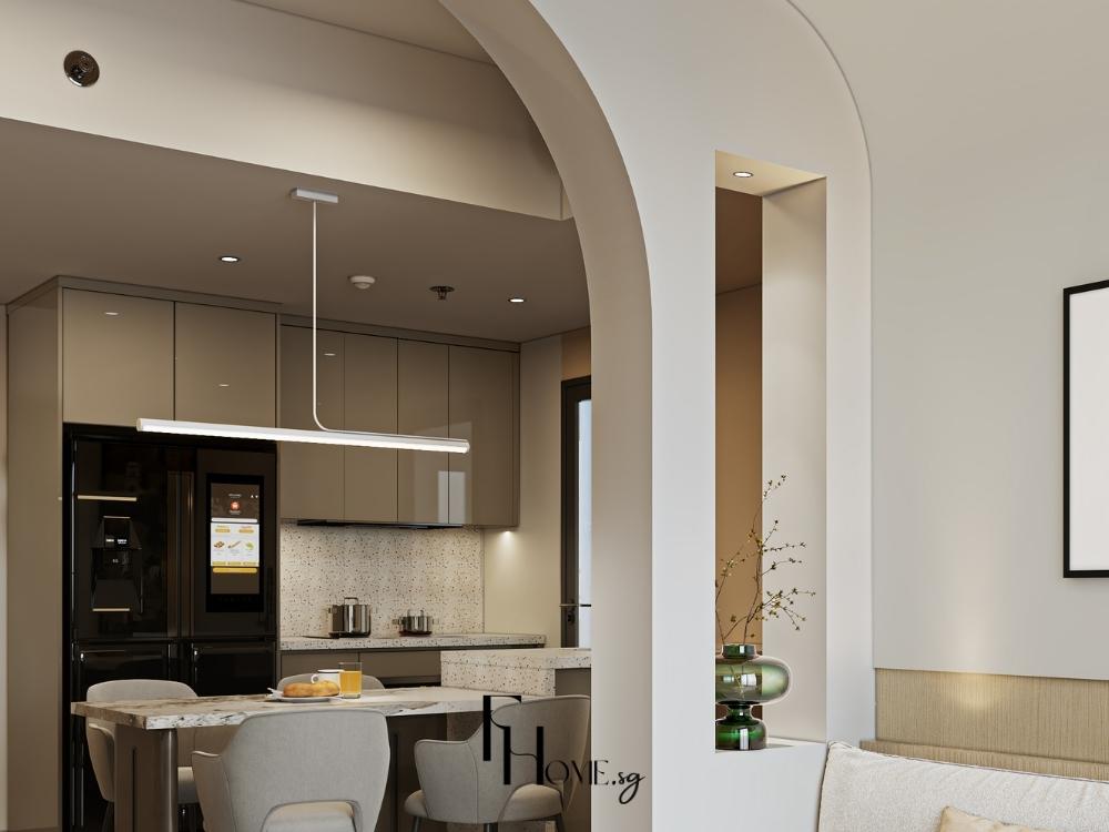 Kết hợp đèn LED chiếu sáng và trang trí mang đến không gian bếp tinh tế, tiện nghi và giàu cảm xúc