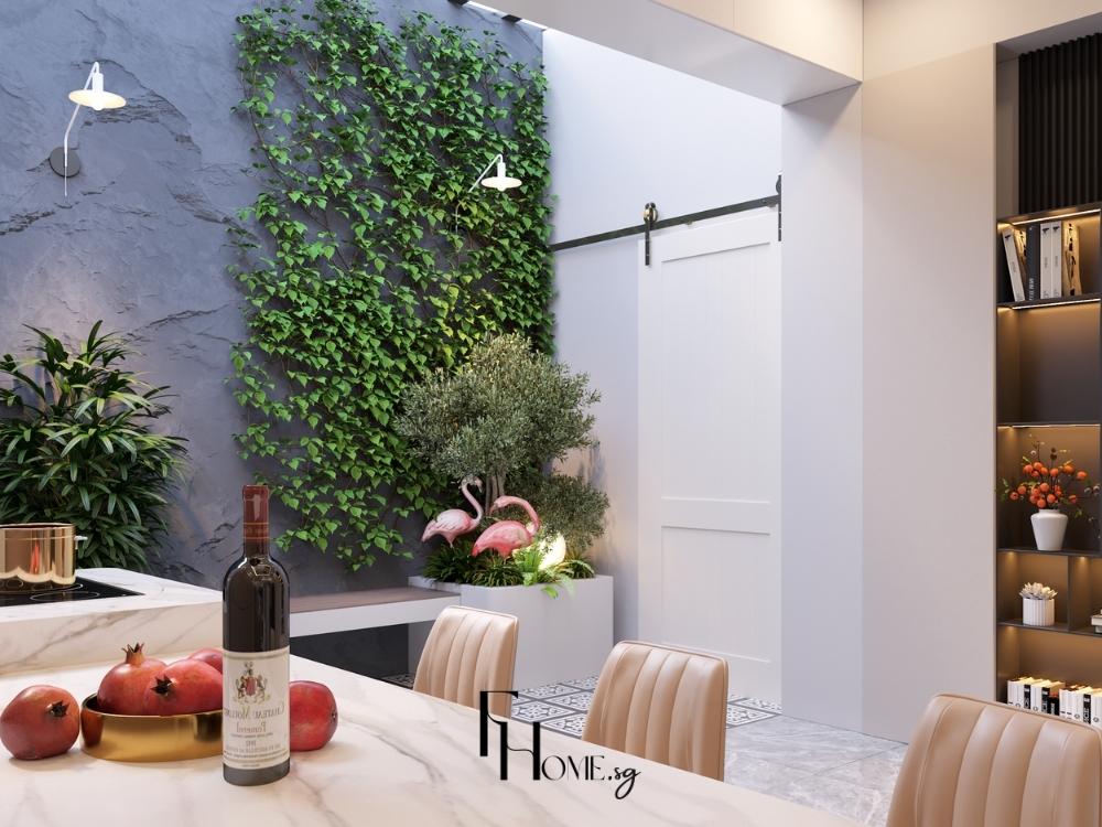 Không gian bếp biệt thự kết hợp khu vực dining sang trọng, tạo trải nghiệm sống đẳng cấp và tiện nghi