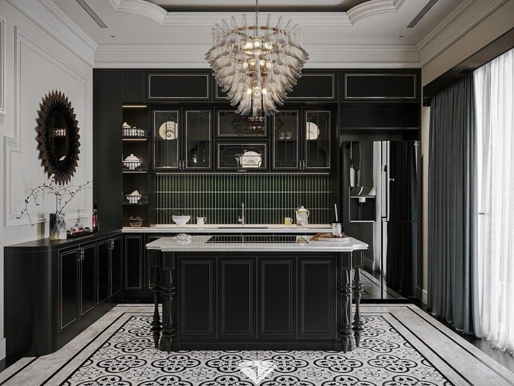 Không gian bếp phong cách Indochine kết hợp hài hòa giữa nét đẹp Đông Dương cổ điển và tiện nghi hiện đại