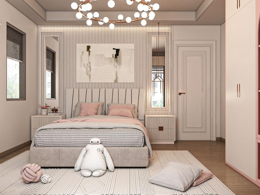 Không gian cho bé yêu hội họa có ánh sáng trắng tự nhiên, phối màu hài hòa giúp bé thoải mái sáng tạo