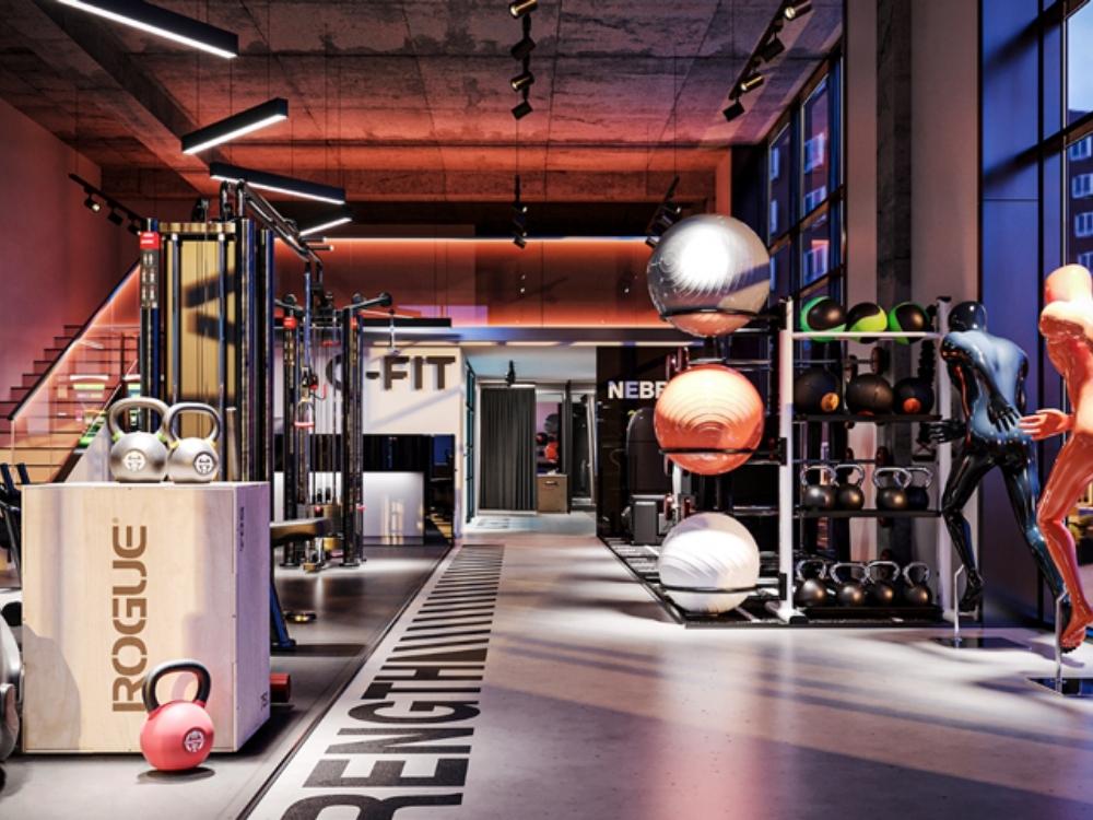 Màu sắc trung tính gồm xám, đen và nâu kết hợp không gian mở, mang đến vẻ nam tính và hiện đại