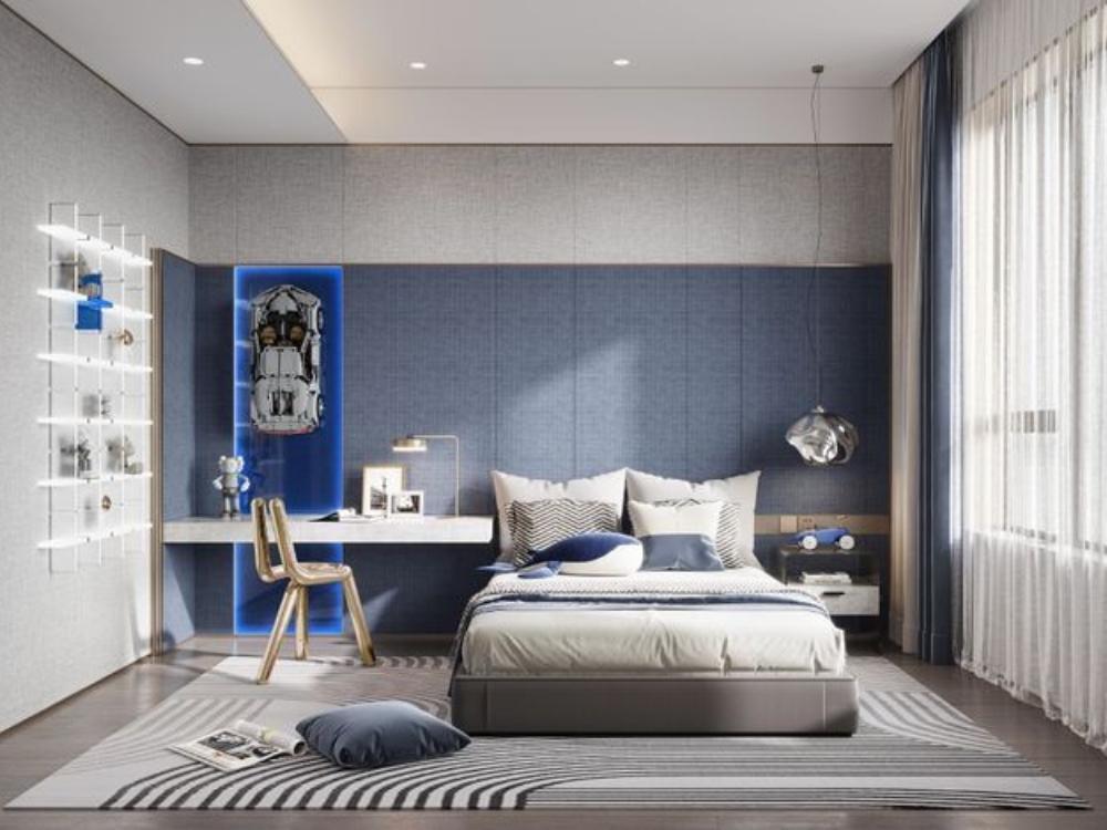 Nội thất chắc chắn, góc bo tròn và hệ thống thanh chắn bảo vệ trẻ khi sử dụng giường, bàn hay tủ