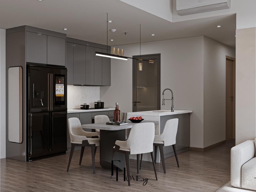 Quạt thông gió âm tường hỗ trợ luân chuyển không khí, hạn chế ẩm mốc và mùi khó chịu trong bếp