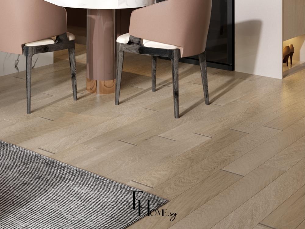 Sàn gỗ công nghiệp mang lại vẻ ấm cúng, hiện đại và vẫn đảm bảo độ bền trong môi trường ẩm