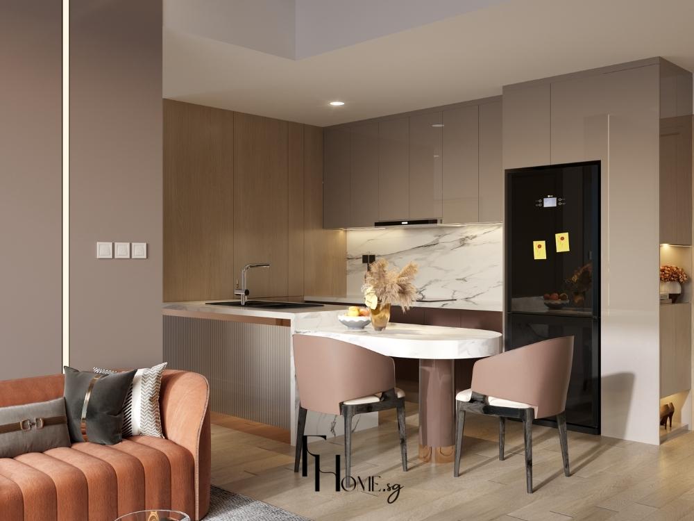 Tam giác công năng cân đối giúp người nội trợ di chuyển thuận tiện và nấu nướng hiệu quả