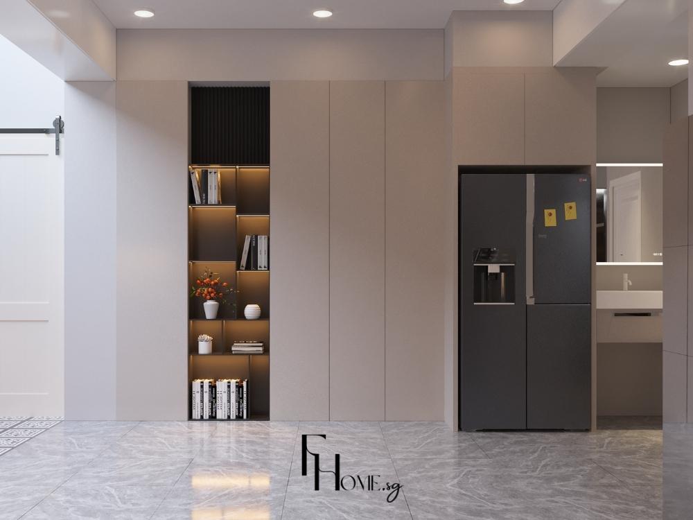 Thiết kế bếp biệt thự sử dụng gỗ và đá tự nhiên mang lại vẻ đẹp sang trọng, bền vững theo thời gian