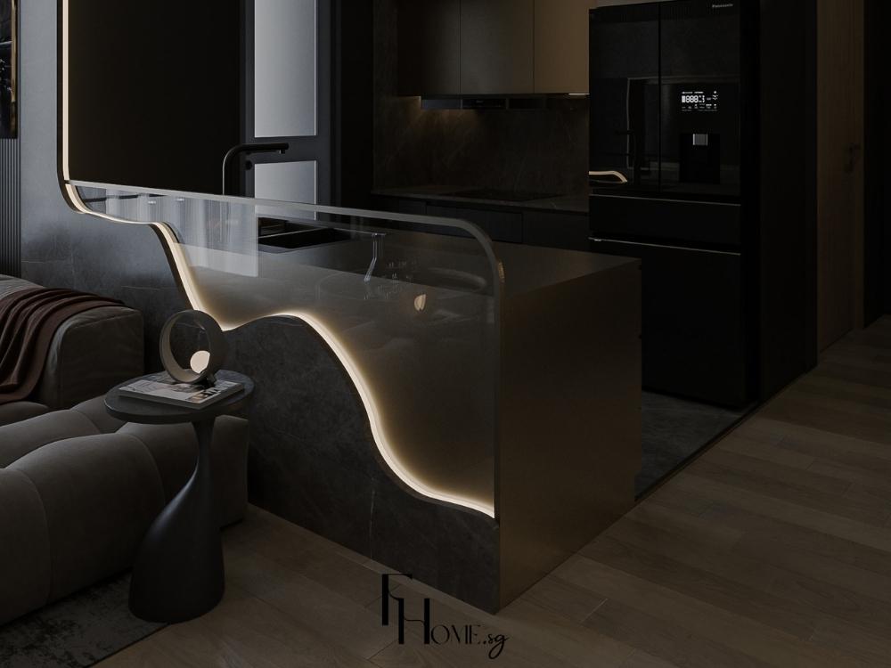 Thiết kế bếp màu tối mang đến cảm giác ấm cúng, mạnh mẽ và đầy tinh tế cho gia đình hiện đại