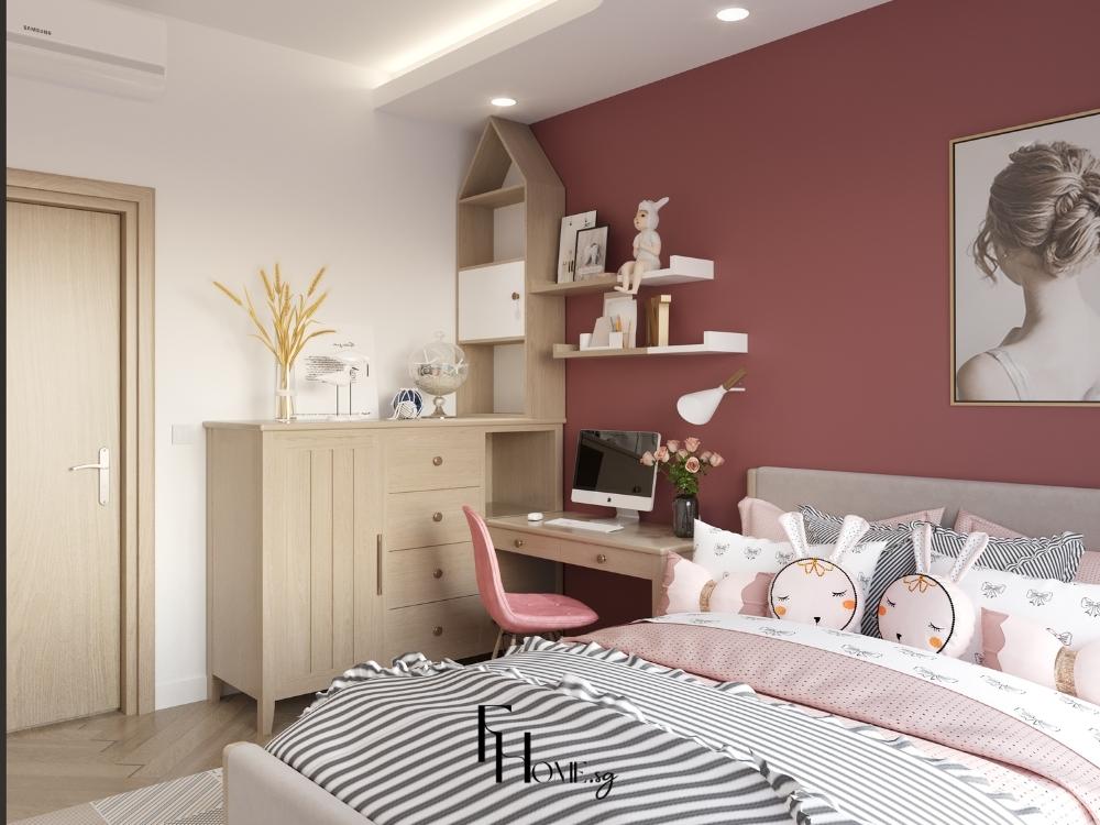 Thiết kế nội thất mềm mại, chất liệu gỗ tự nhiên an toàn, phù hợp cho bé gái nhỏ