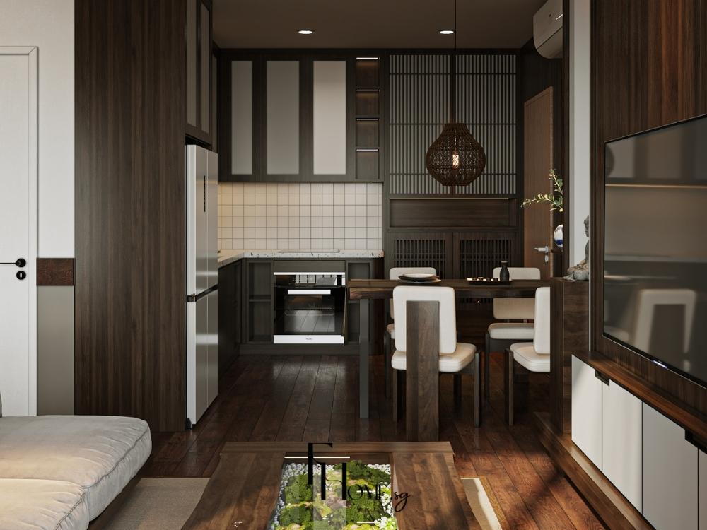 Thiết kế phòng khách liền bếp theo xu hướng không gian mở, mang đến sự kết nối hài hòa và cảm giác rộng rãi cho ngôi nhà hiện đại