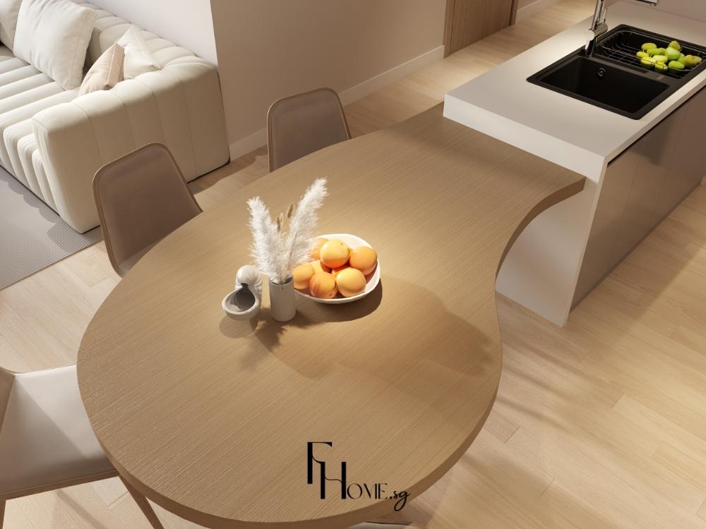 Thiết kế theo nguyên tắc tam giác công năng giúp thao tác nấu nướng thuận tiện và hiệu quả