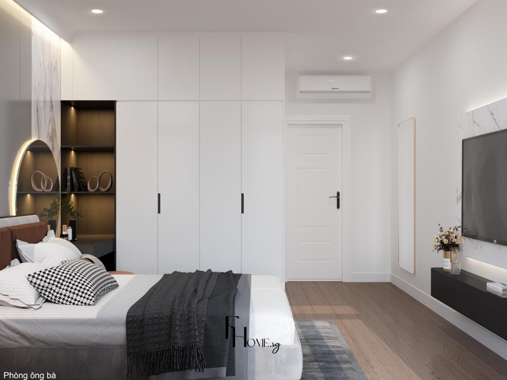 Tủ quần áo âm tường kết hợp kệ treo giúp tối ưu diện tích và giữ không gian thông thoáng