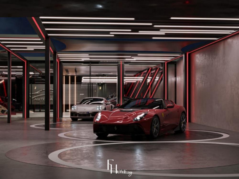 Xe ô tô được bố trí theo góc 45 độ, giúp khách hàng quan sát sản phẩm từ nhiều hướng