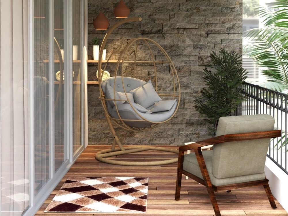 Ban công tiện dụng với nội thất nhỏ gọn phù hợp diện tích