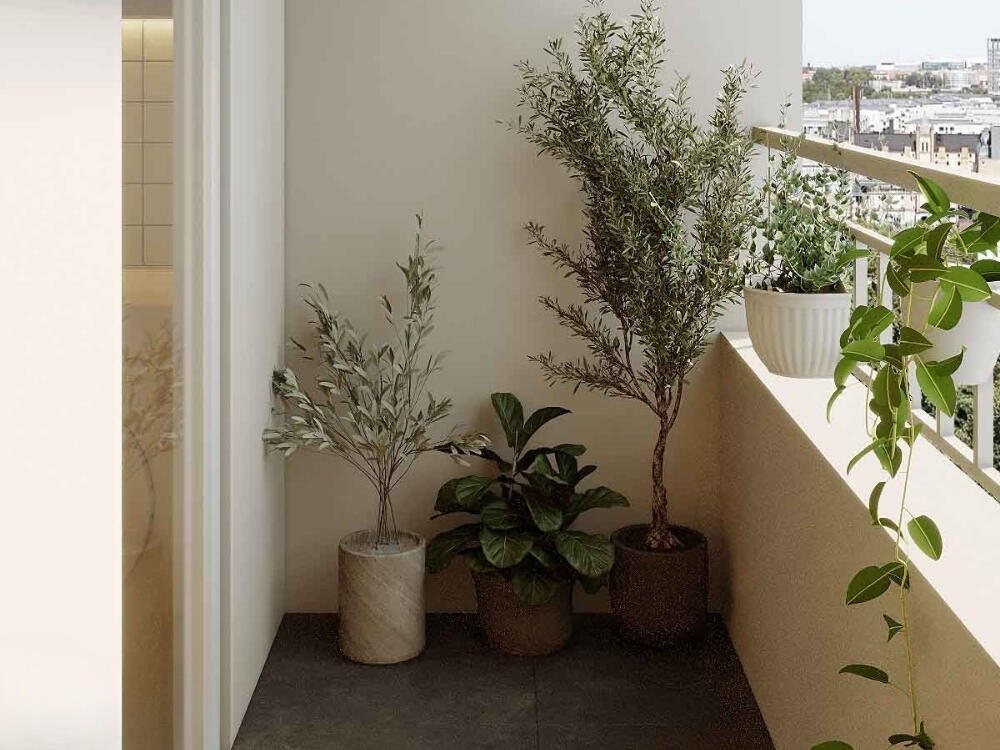 Ban công yên tĩnh với vật liệu thô giữ trọn nét đẹp tự nhiên