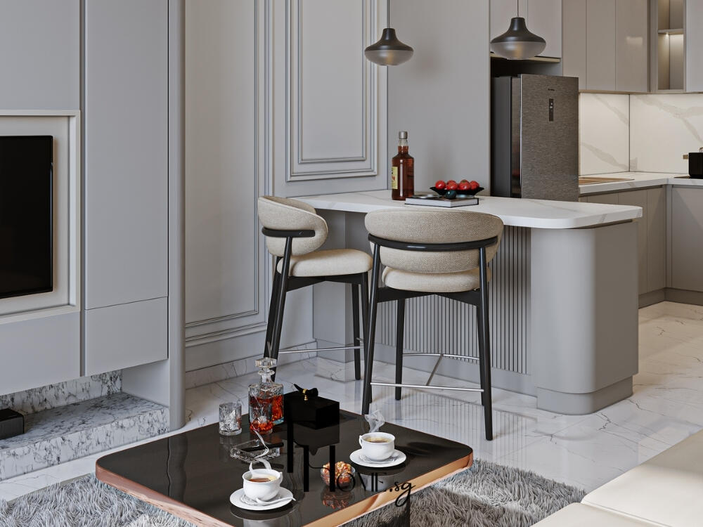 Bàn đảo tiện ích vừa chuẩn bị món ăn vừa dùng bữa thoải mái