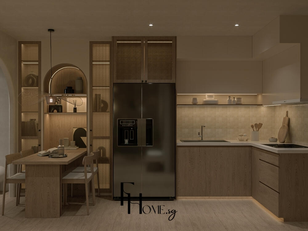 Bếp chữ L thông minh giúp không gian rộng rãi tiện nghi và thẩm mỹ hơn