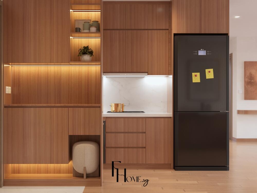 Không gian bếp Japandi sạch sẽ ấm áp mang cảm hứng sống lành mạnh