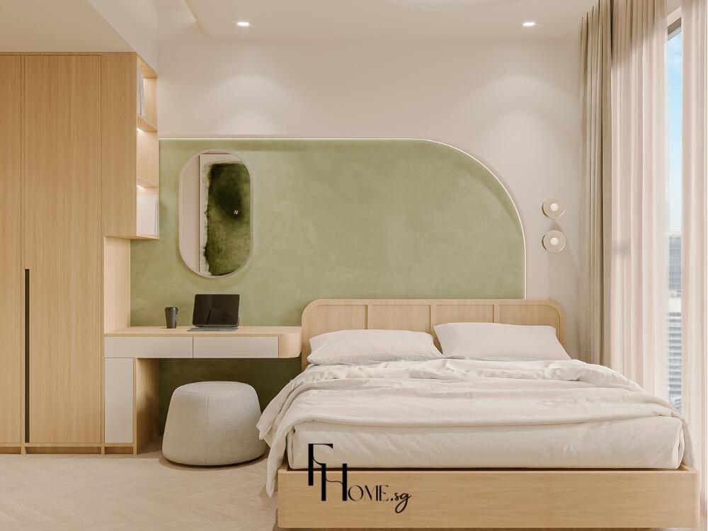 Không gian ngủ Japandi nhẹ nhàng yên bình với tông màu trung tính thư giãn