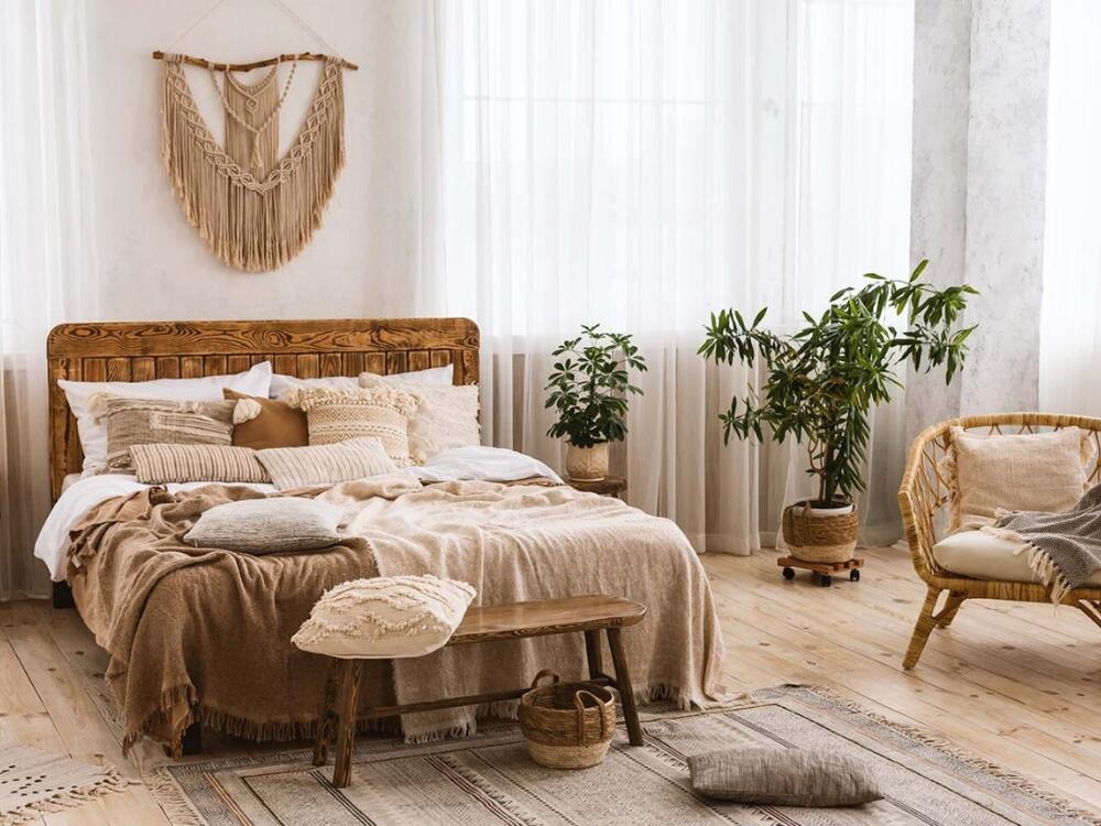 Không gian ngủ vintage yên bình lãng mạn với vải lanh mềm mại