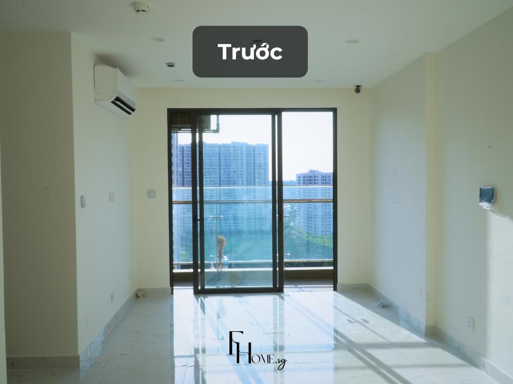 Không gian phòng khách 2 phòng ngủ trước khi được cải tạo