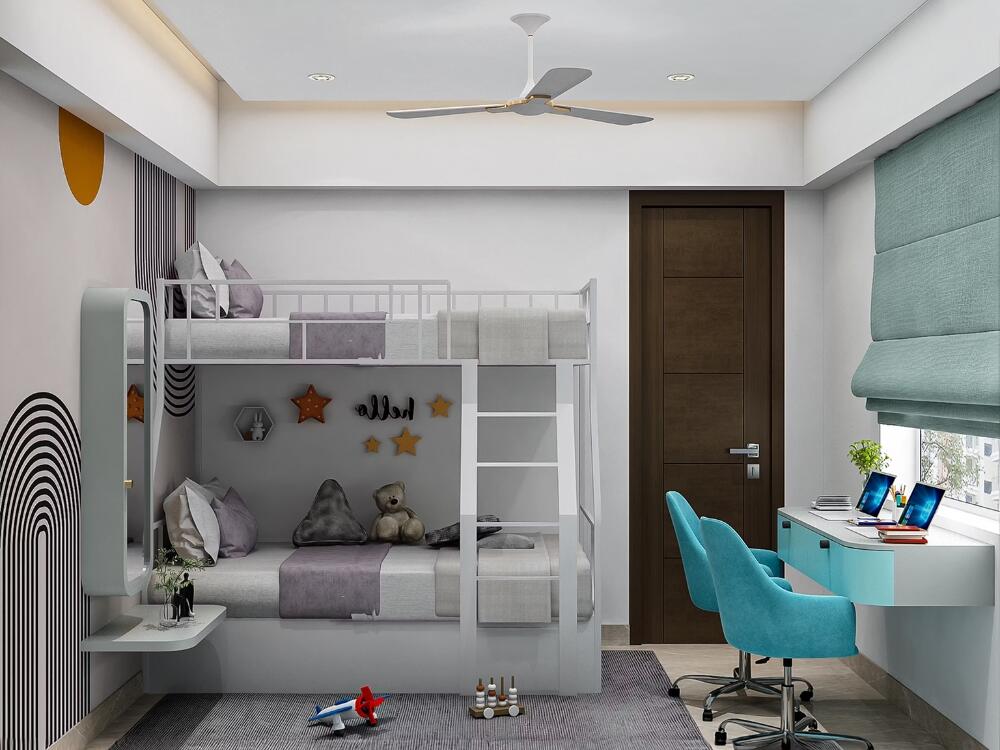 Không gian phòng ngủ bền đẹp an toàn với sơn gốc nước và tủ kệ chống lật