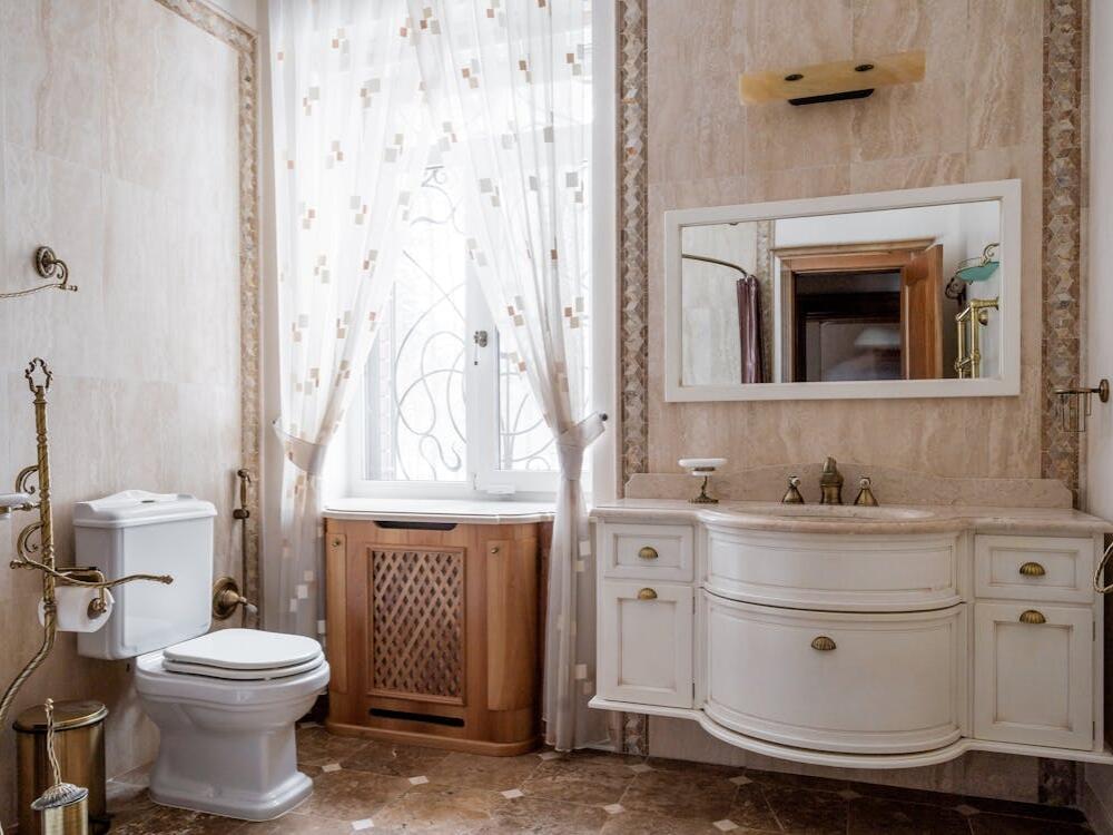 Không gian phòng tắm vintage sang trọng tinh tế gợi cảm giác yên bình