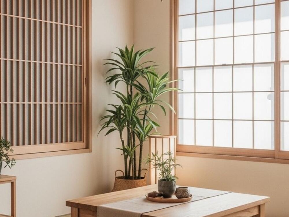 Không gian thiền định yên bình với cây tre nhỏ và sỏi trắng mang hơi thở thiên nhiên