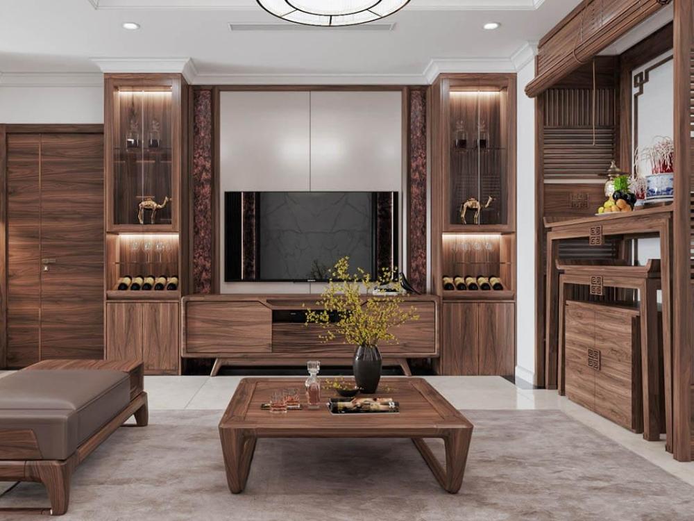 Kiểu dáng gọn gàng giúp bàn thờ dễ hòa hợp với nội thất chung cư hiện đại