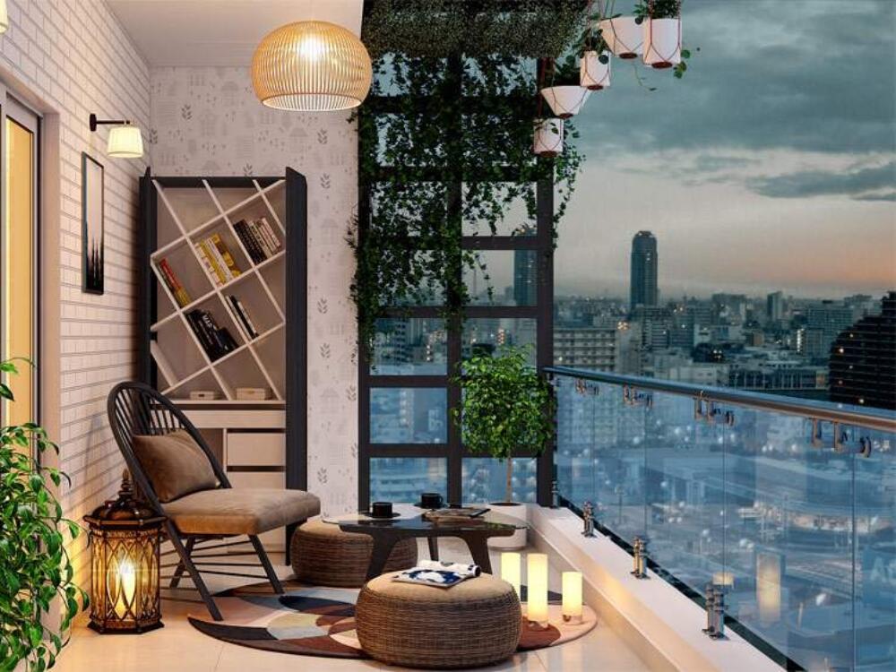 Lan can kính mang lại vẻ hiện đại và giúp không gian ban công trở nên thoáng đãng, an toàn