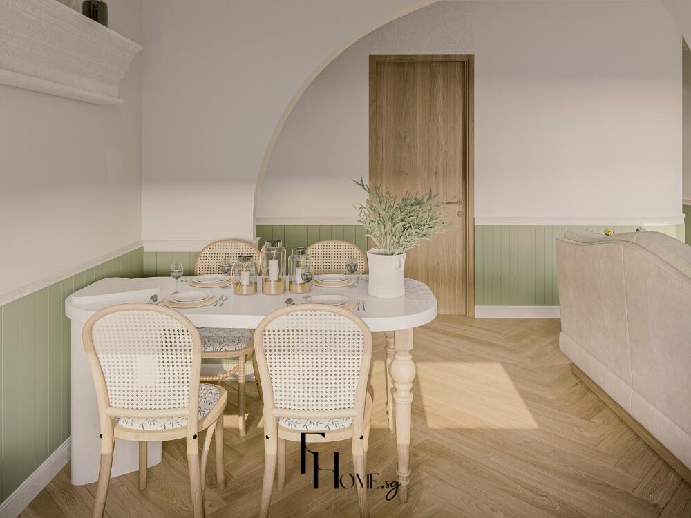 Phòng ăn Rustic ấm áp với bàn gỗ lớn chắc chắn mang vẻ đẹp giản dị tự nhiên