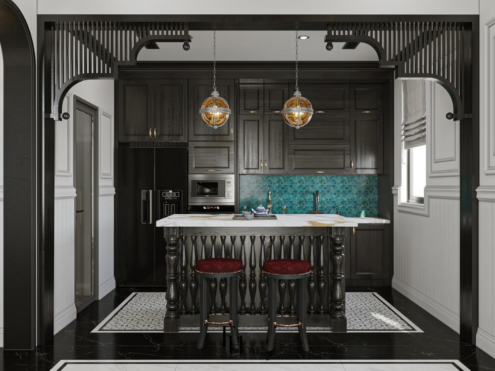 Phòng bếp an toàn với hệ thống điện nước lắp đặt chuẩn kỹ thuật và chống rò rỉ