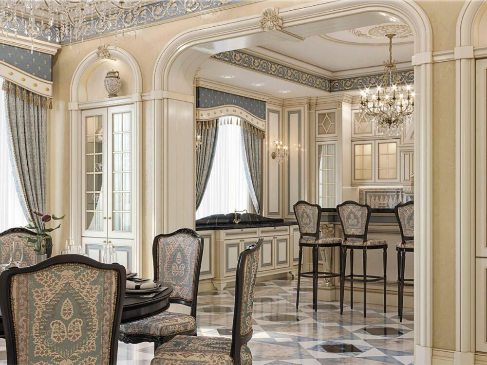 Phòng bếp Classic sạch sẽ trật tự mang lại cảm giác tiện nghi và thẩm mỹ nhất quán