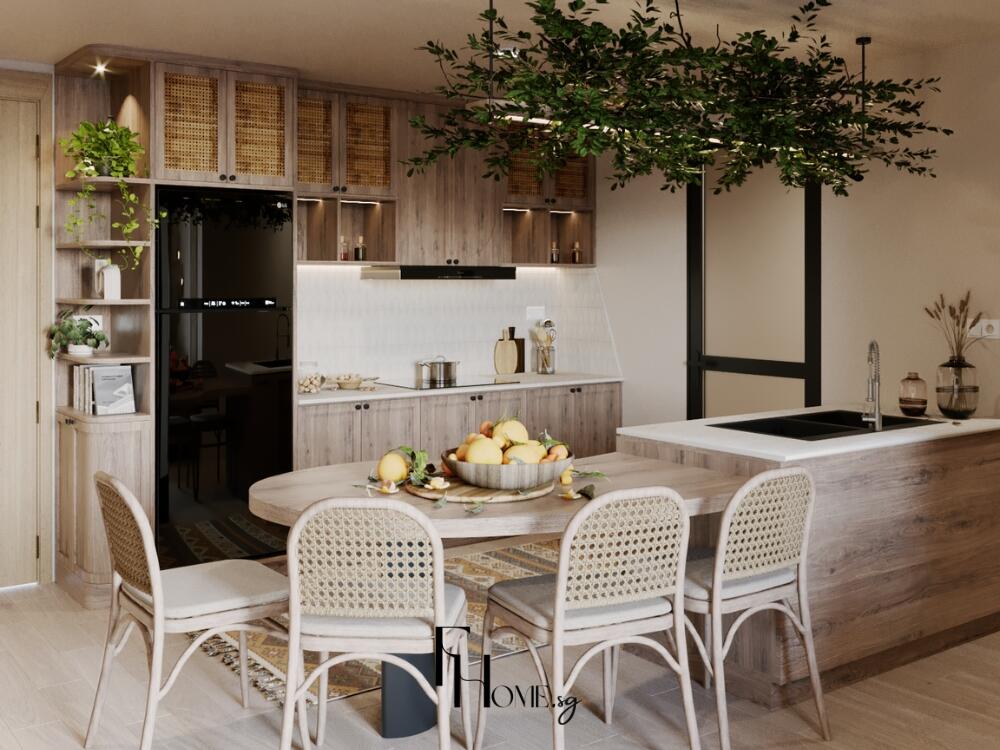 Phòng bếp Rustic chan hòa ánh sáng tự nhiên mang hơi thở gia đình và sự gần gũi