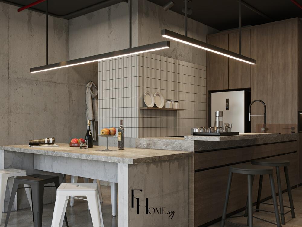 Phòng bếp Rustic rộng rãi ngăn nắp tạo cảm giác thân thuộc trong từng bữa ăn sum vầy