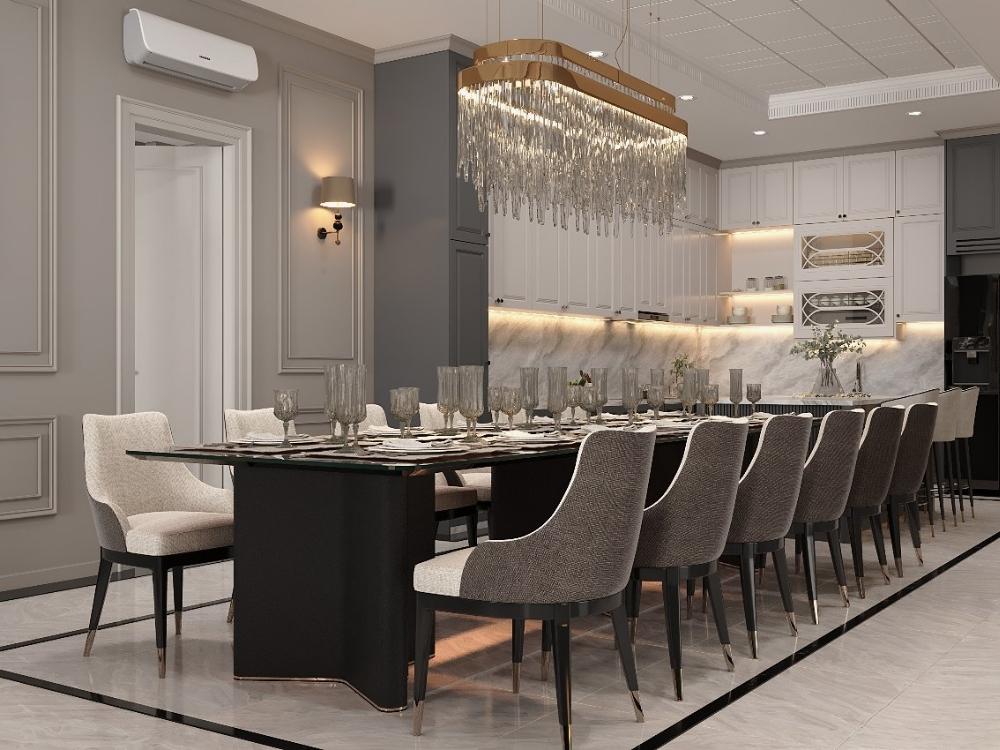 Phòng bếp tân cổ điển bền đẹp nhờ vật liệu cao cấp và kỹ thuật hoàn thiện sắc nét