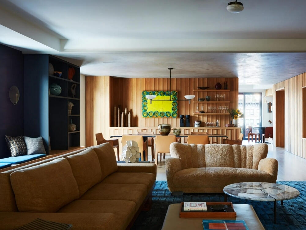 Phòng khách Đương đại hiện đại tinh tế thể hiện lối sống năng động và kết nối giữa các không gian