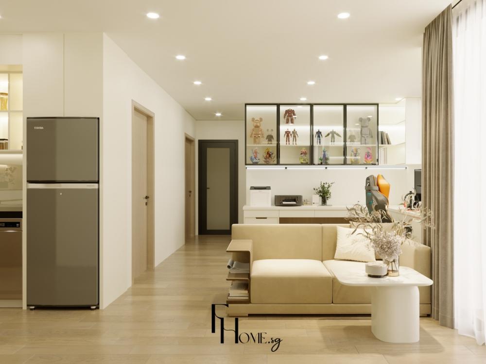 Phòng khách hiện đại bố trí khoa học với nội thất đa năng giúp tối ưu không gian sinh hoạt