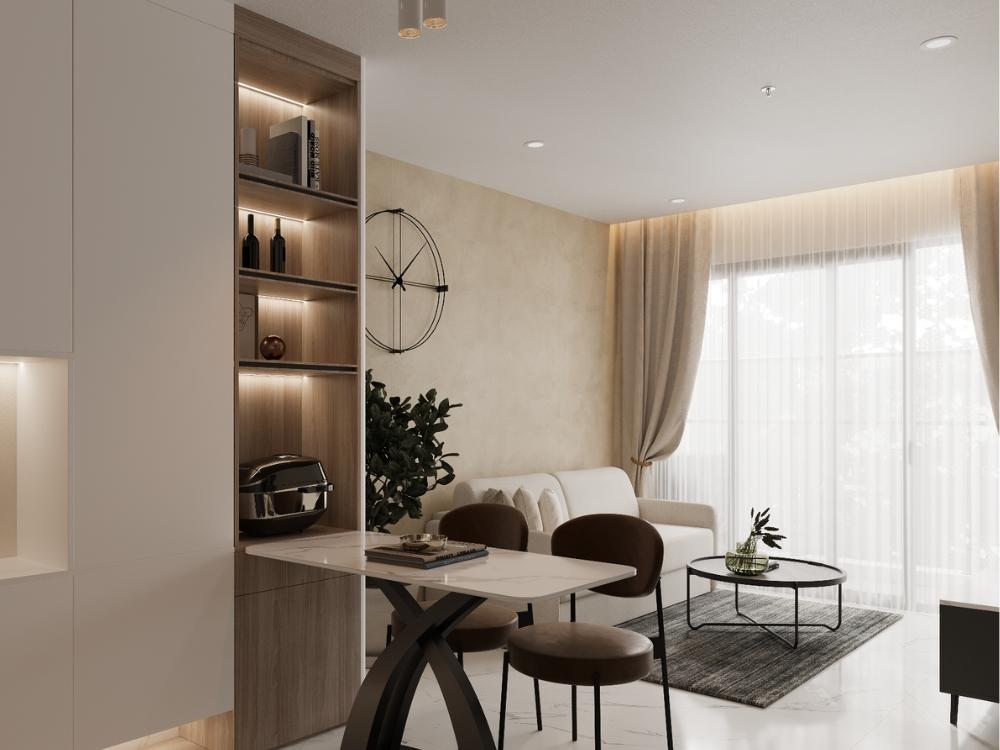 Phòng khách hiện đại ngập tràn ánh sáng tự nhiên kết nối hài hòa giữa trong nhà và thiên nhiên