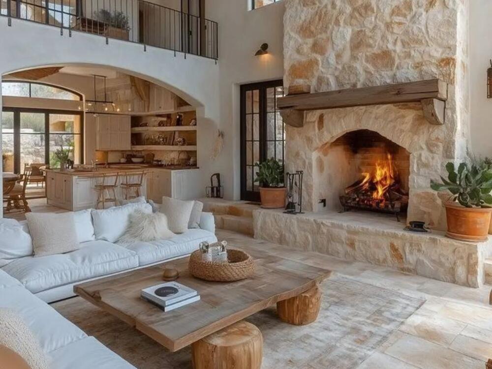 Phòng khách Rustic gần gũi sang trọng mang cảm giác chào đón và thư thái cho mọi vị khách