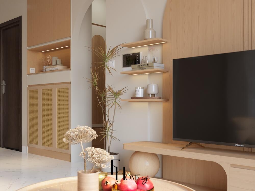 Phòng khách Rustic hài hòa với gam màu đất nung và nâu gỗ tạo vẻ mộc mạc thân quen