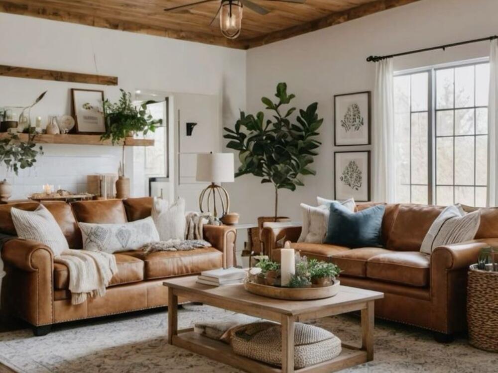 Phòng khách Rustic hiện đại thanh lịch hòa quyện vật liệu thô và ánh sáng tự nhiên