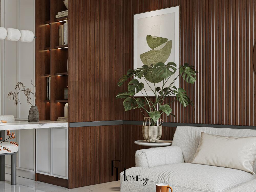 Phòng khách Rustic mộc mạc chân thực hòa quyện gỗ đá và ánh sáng tự nhiên