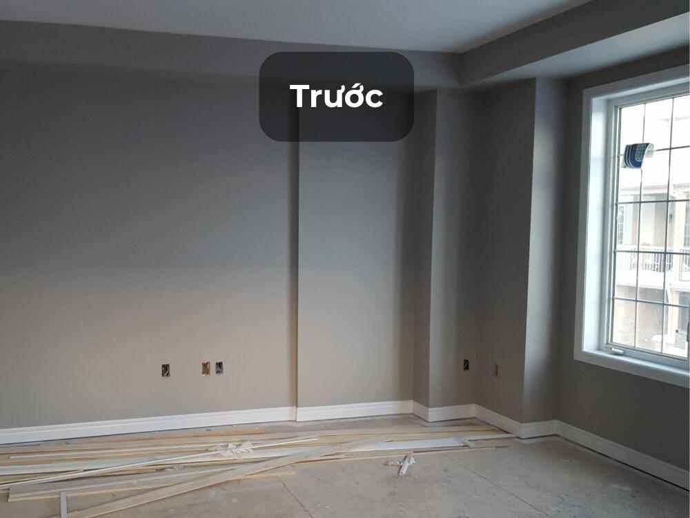 Phòng khách trước khi cải tạo còn bị chia cắt bởi vách ngăn và thiếu sự thông thoáng