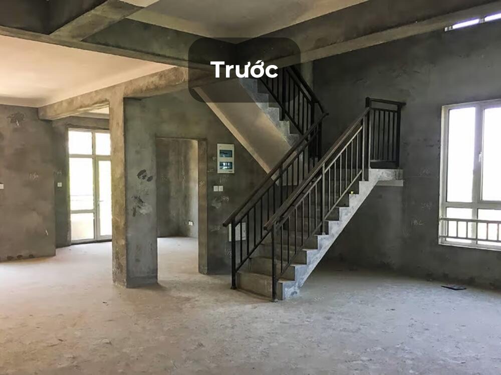 Phòng khách trước khi cải tạo còn bố trí thiếu hợp phong thủy và chưa tạo cảm giác hài hòa